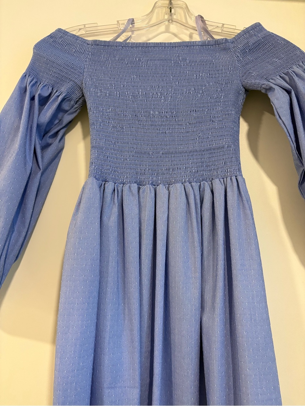 Chelsea28 Light Blue Off-Shoulder Smocked Dress
